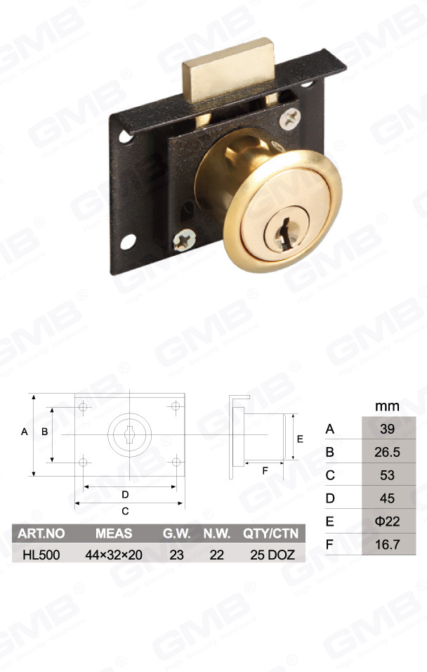High Quality Zinc Alloy Drawer Lock Cabinet Door and Furniture Desk Drawer (HL500) (2)