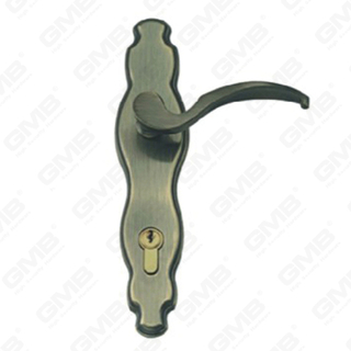 Door Handle Pull Wooden Door Hardware Handle Lock Door Handle on Plate for Mortise Lockset by Zinc Alloy or Steel Door Plate Handle (86-07-AB)