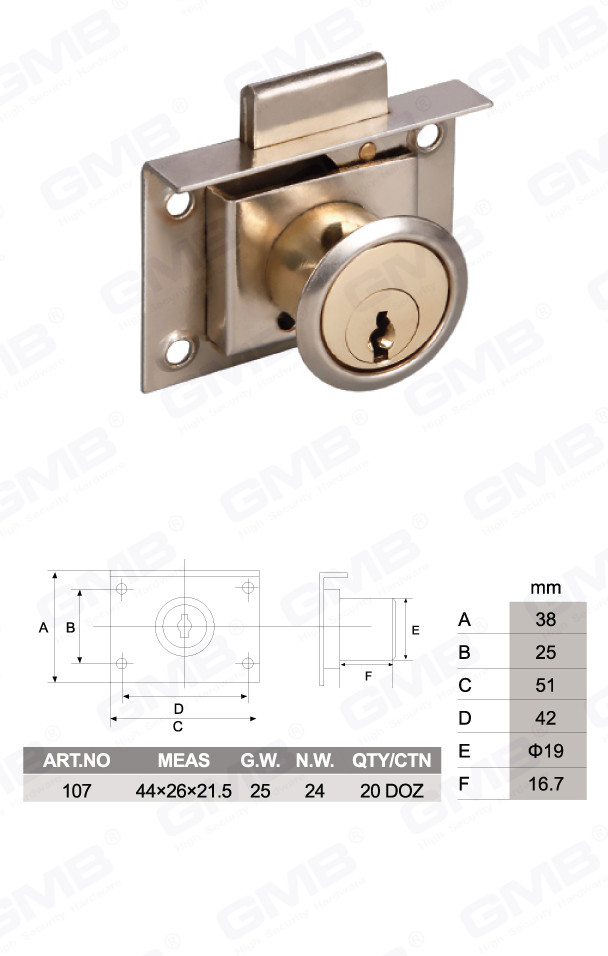 High Quality Zinc Alloy Drawer Lock Cabinet Door and Furniture Desk Drawer (107)