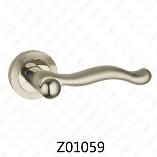 Zamak Zinc Alloy Aluminum Rosette Door Handle with Round Rosette (Z01059)