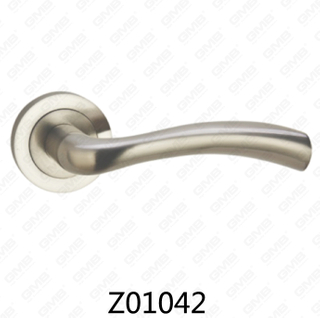 Zamak Zinc Alloy Aluminum Rosette Door Handle with Round Rosette (Z01042)