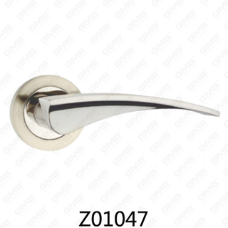 Zamak Zinc Alloy Aluminum Rosette Door Handle with Round Rosette (Z01047)