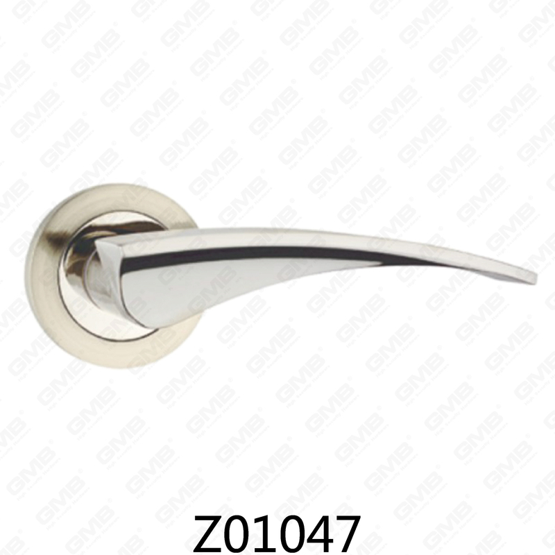 Zamak Zinc Alloy Aluminum Rosette Door Handle with Round Rosette (Z01047)