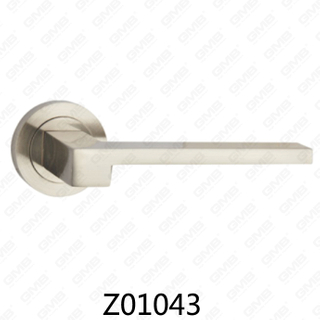 Zamak Zinc Alloy Aluminum Rosette Door Handle with Round Rosette (Z01043)