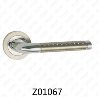 Zamak Zinc Alloy Aluminum Rosette Door Handle with Round Rosette (Z01067)