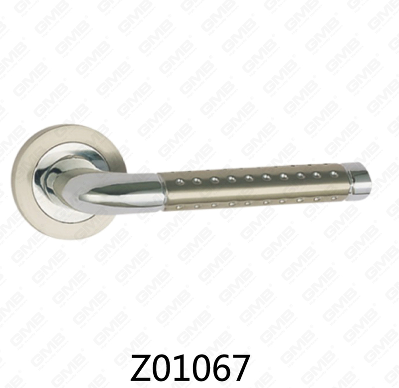 Zamak Zinc Alloy Aluminum Rosette Door Handle with Round Rosette (Z01067)
