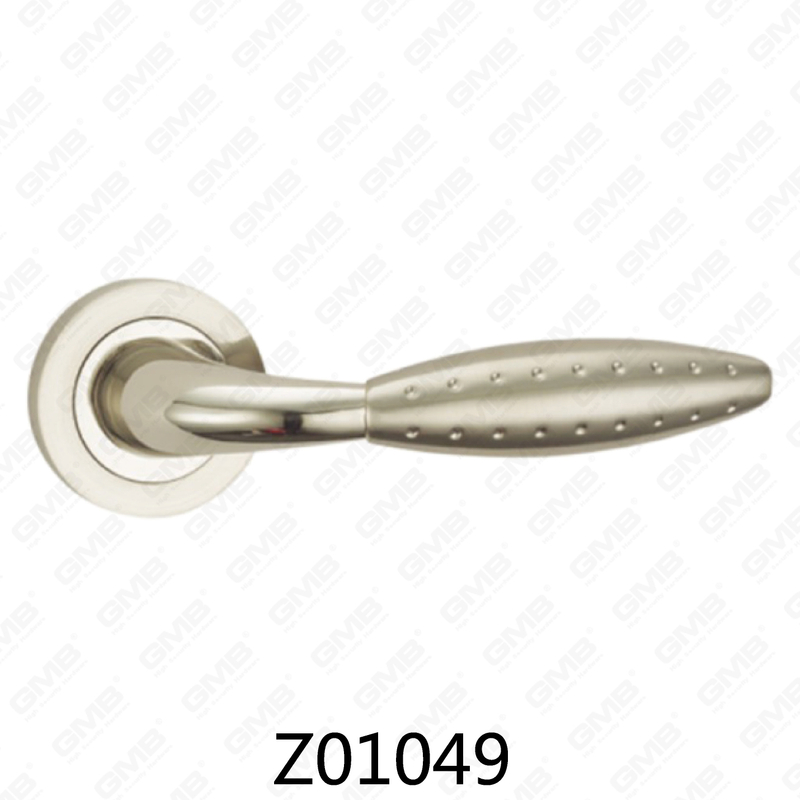 Zamak Zinc Alloy Aluminum Rosette Door Handle with Round Rosette (Z01049)