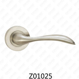 Zamak Zinc Alloy Aluminum Rosette Door Handle with Round Rosette (Z01025)