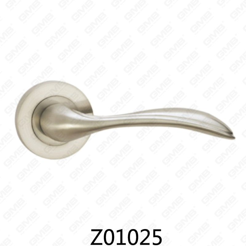 Zamak Zinc Alloy Aluminum Rosette Door Handle with Round Rosette (Z01025)