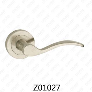 Zamak Zinc Alloy Aluminum Rosette Door Handle with Round Rosette (Z01027)