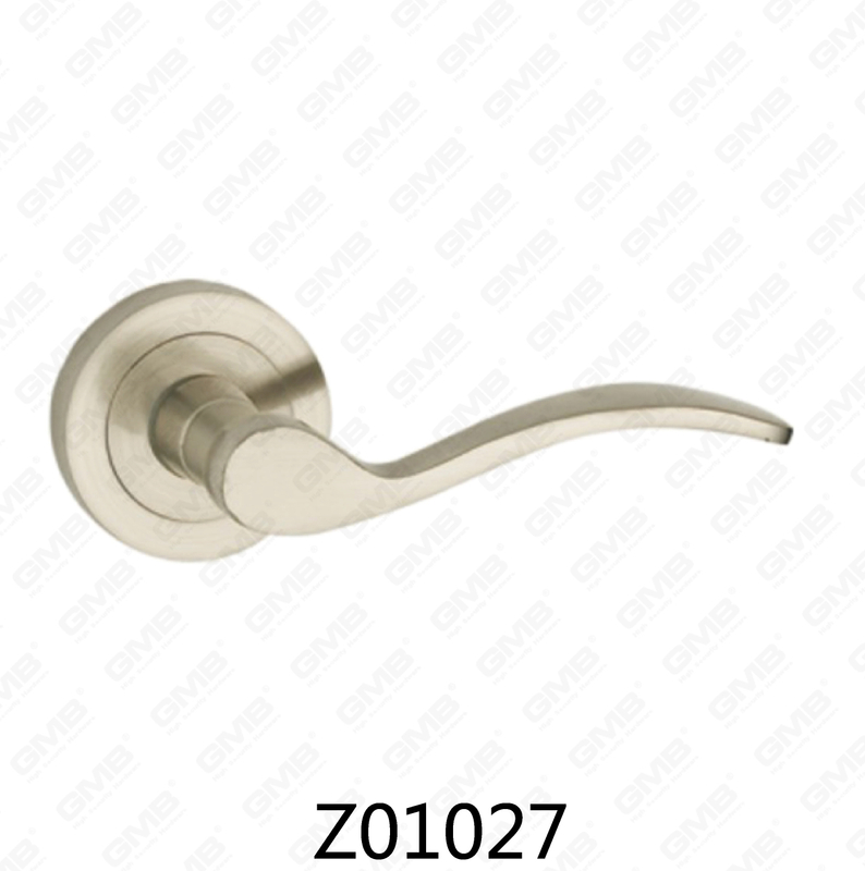 Zamak Zinc Alloy Aluminum Rosette Door Handle with Round Rosette (Z01027)