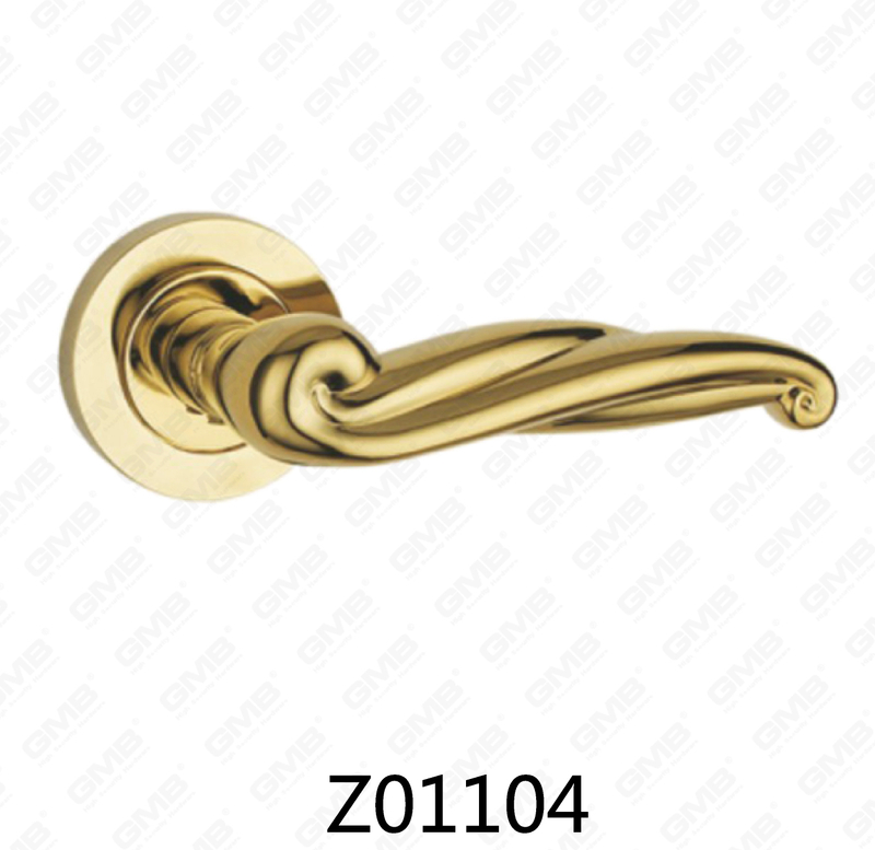 Zamak Zinc Alloy Aluminum Rosette Door Handle with Round Rosette (Z01104)