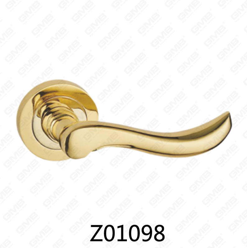 Zamak Zinc Alloy Aluminum Rosette Door Handle with Round Rosette (Z01098)
