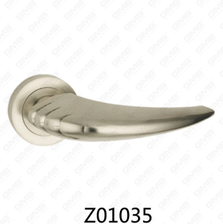 Zamak Zinc Alloy Aluminum Rosette Door Handle with Round Rosette (Z01035)