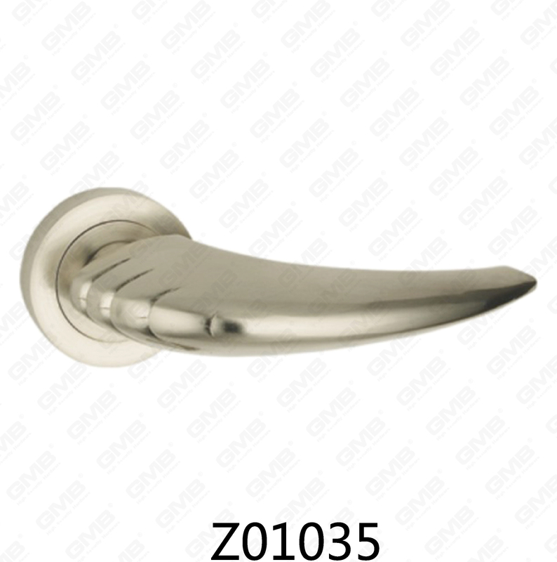 Zamak Zinc Alloy Aluminum Rosette Door Handle with Round Rosette (Z01035)