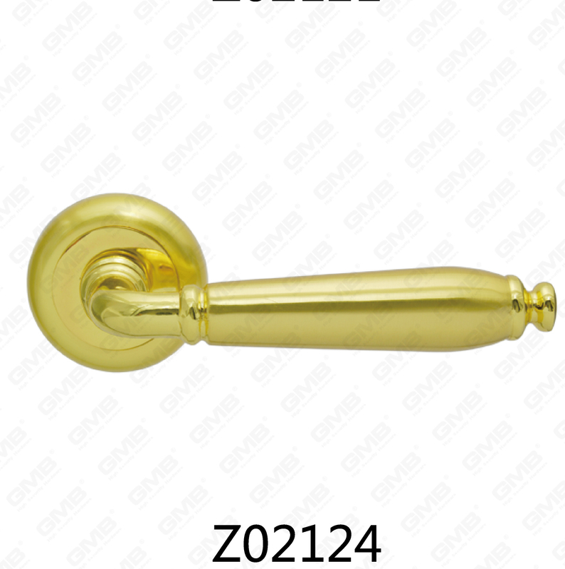 Zamak Zinc Alloy Aluminum Rosette Door Handle with Round Rosette (Z02124)
