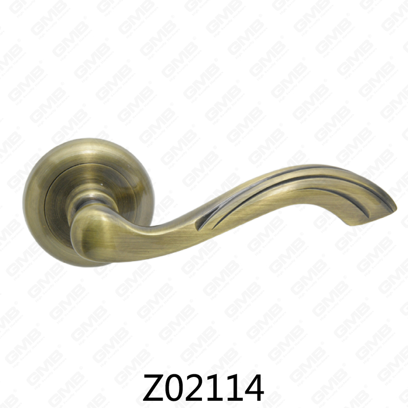 Zamak Zinc Alloy Aluminum Rosette Door Handle with Round Rosette (Z02114)
