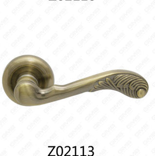 Zamak Zinc Alloy Aluminum Rosette Door Handle with Round Rosette (Z02113)