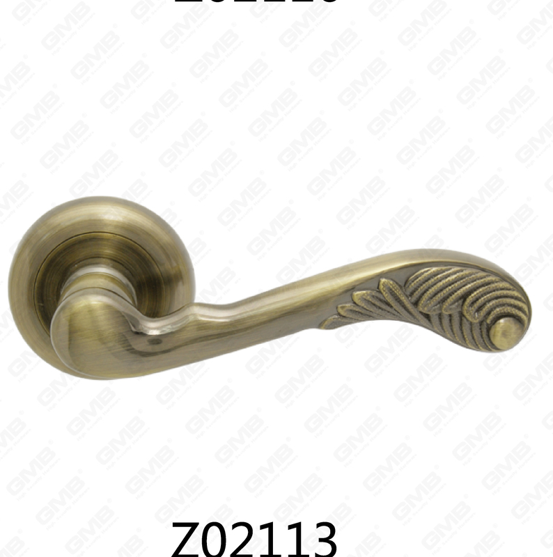 Zamak Zinc Alloy Aluminum Rosette Door Handle with Round Rosette (Z02113)