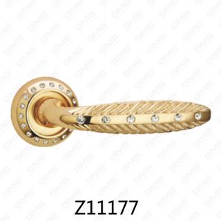 Zamak Zinc Alloy Aluminum Rosette Door Handle with Round Rosette (Z11177)