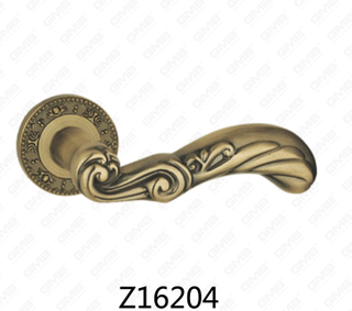 Zamak Zinc Alloy Aluminum Rosette Door Handle with Round Rosette (Z16204)