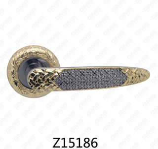 Zamak Zinc Alloy Aluminum Rosette Door Handle with Round Rosette (Z15186)