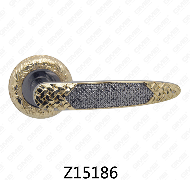 Zamak Zinc Alloy Aluminum Rosette Door Handle with Round Rosette (Z15186)