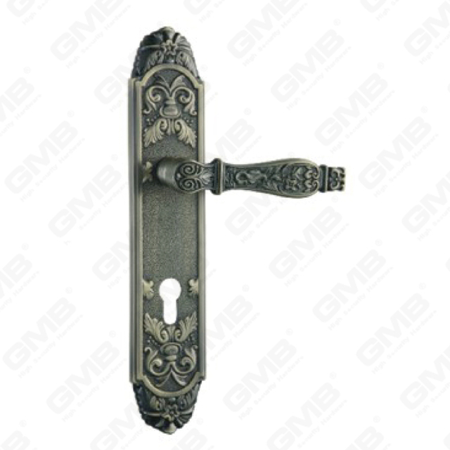 Door Handle Pull Wooden Door Hardware Handle Lock Door Handle on Plate for Mortise Lockset by Zinc Alloy or Steel Door Plate Handle (ZL902-Z93-DAB)