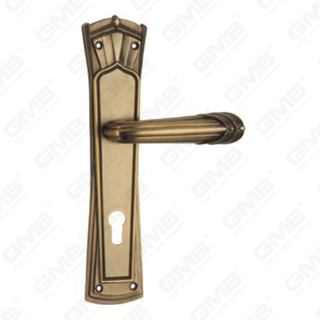 Door Handle Pull Wooden Door Hardware Handle Lock Door Handle on Plate for Mortise Lockset by Zinc Alloy or Steel Door Plate Handle (ZL928-Z96-DYB)