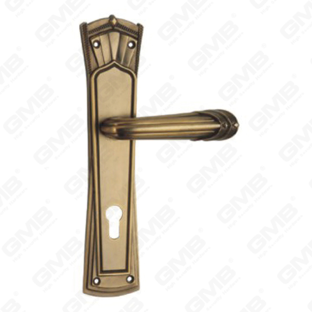Door Handle Pull Wooden Door Hardware Handle Lock Door Handle on Plate for Mortise Lockset by Zinc Alloy or Steel Door Plate Handle (ZL928-Z96-DYB)
