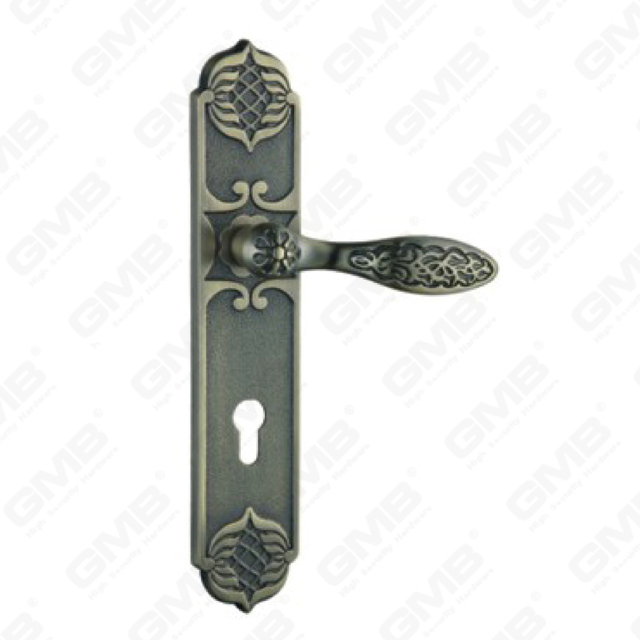 Door Handle Pull Wooden Door Hardware Handle Lock Door Handle on Plate for Mortise Lockset by Zinc Alloy or Steel Door Plate Handle (ZL961-Z92-DAB)