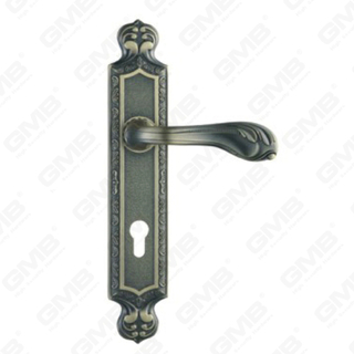 Door Handle Pull Wooden Door Hardware Handle Lock Door Handle on Plate for Mortise Lockset by Zinc Alloy or Steel Door Plate Handle (ZL962-Z90-DAB)