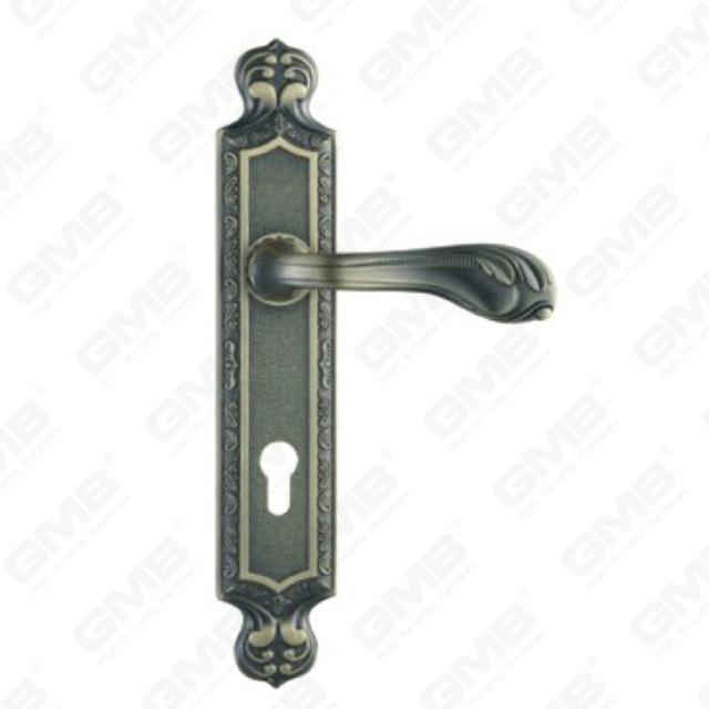 Door Handle Pull Wooden Door Hardware Handle Lock Door Handle on Plate for Mortise Lockset by Zinc Alloy or Steel Door Plate Handle (ZL962-Z90-DAB)