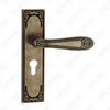 Door Handle Pull Wooden Door Hardware Handle Lock Door Handle on Plate for Mortise Lockset by Zinc Alloy or Steel Door Plate Handle (ZM615-E05-DHB)