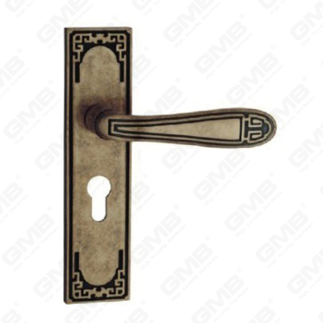 Door Handle Pull Wooden Door Hardware Handle Lock Door Handle on Plate for Mortise Lockset by Zinc Alloy or Steel Door Plate Handle (ZM615-E05-DHB)