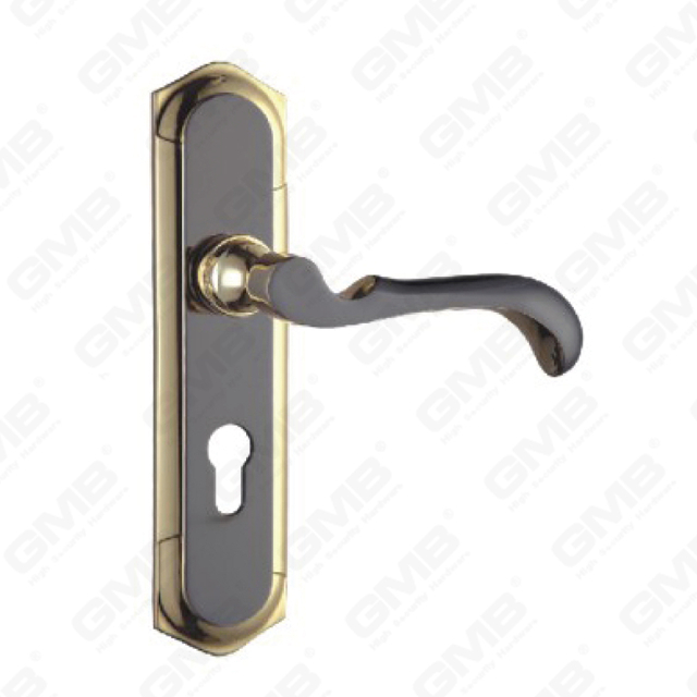 Door Handle Pull Wooden Door Hardware Handle Lock Door Handle on Plate for Mortise Lockset by Zinc Alloy or Steel Door Plate Handle (ZM59008-HG)