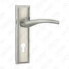 Door Handle Pull Wooden Door Hardware Handle Lock Door Handle on Plate for Mortise Lockset by Zinc Alloy or Steel Door Plate Handle (ZM855-H253-N)
