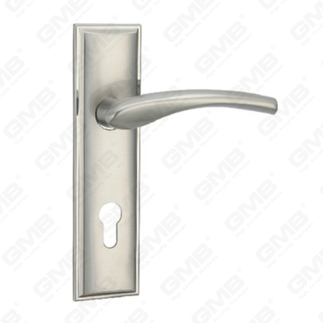 Door Handle Pull Wooden Door Hardware Handle Lock Door Handle on Plate for Mortise Lockset by Zinc Alloy or Steel Door Plate Handle (ZM855-H253-N)