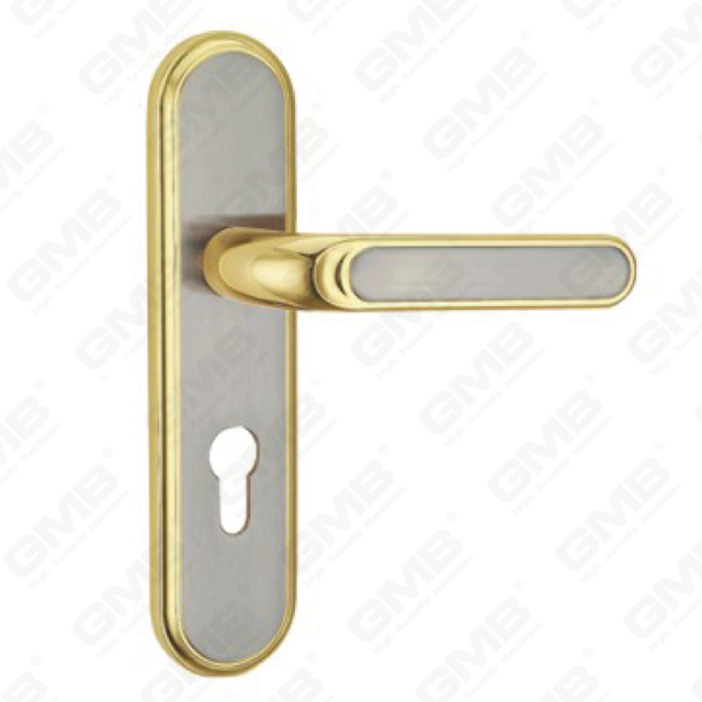 Door Handle Pull Wooden Door Hardware Handle Lock Door Handle on Plate for Mortise Lockset by Zinc Alloy or Steel Door Plate Handle (ZM46086-SN GPB)
