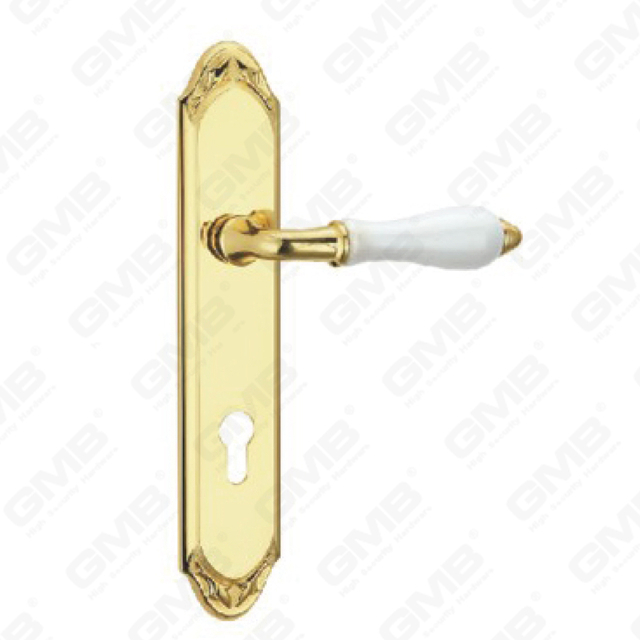 Door Handle Pull Wooden Door Hardware Handle Lock Door Handle on Plate for Mortise Lockset by Zinc Alloy or Steel Door Plate Handle (ZL965110-GPB)