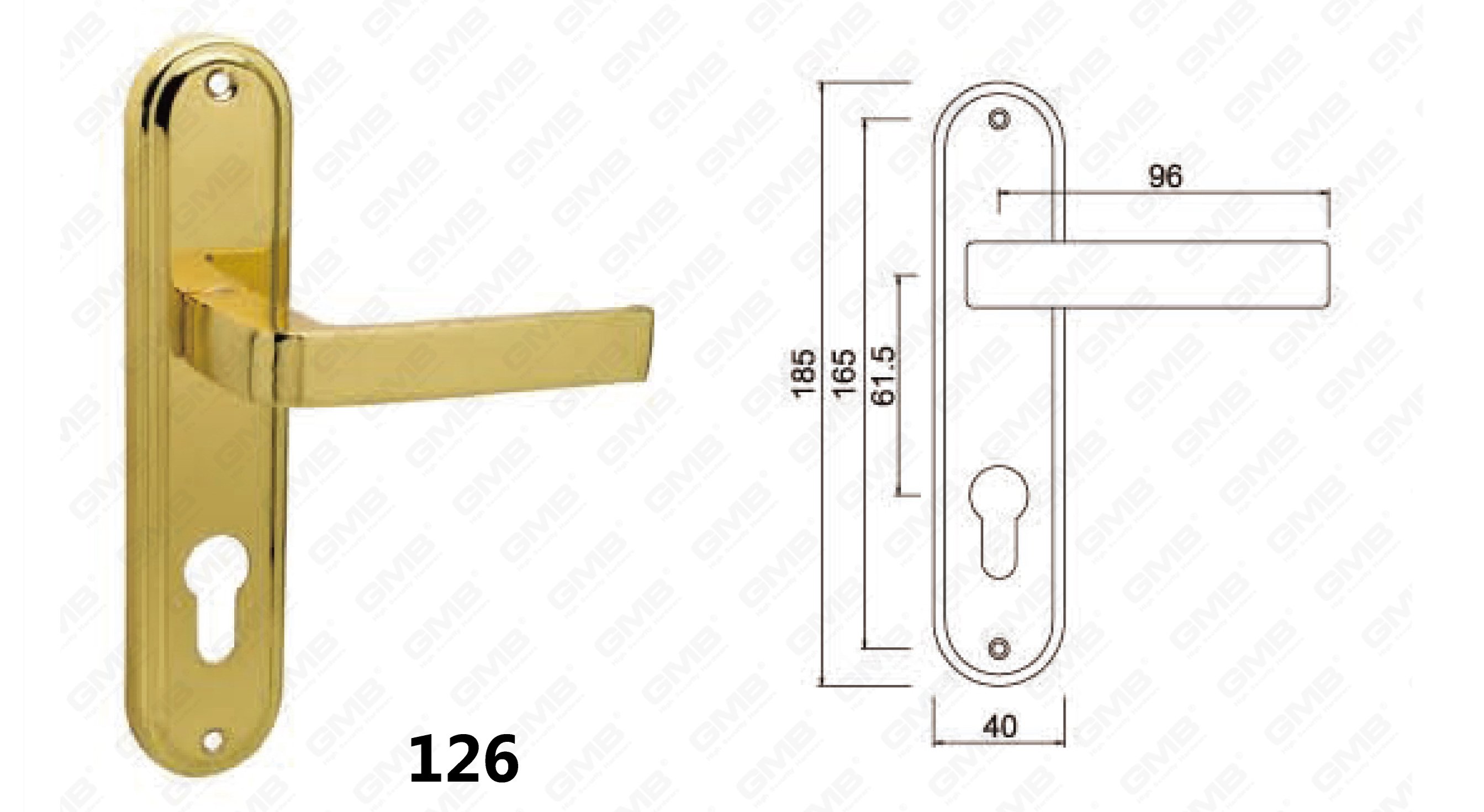 Door Handle Pull Wooden Door Hardware Handle Lock Door Handle on Plate for Mortise Lockset by Zinc Alloy or Steel Door Plate Handle (125) 