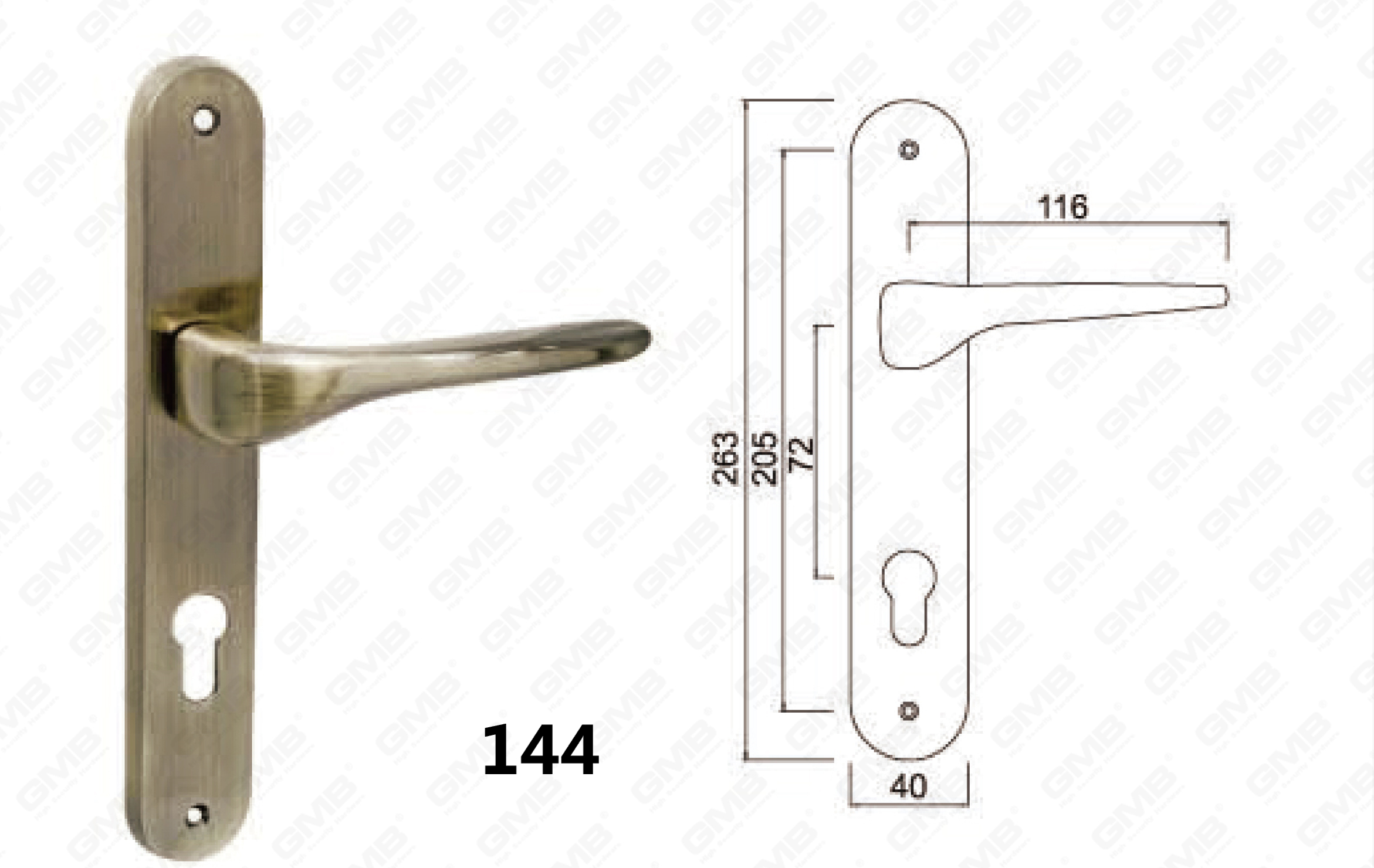 Zinc Alloy or Steel Door Plate Handle