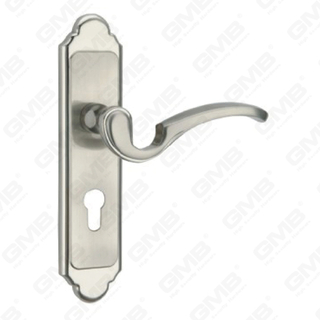 Door Handle Pull Wooden Door Hardware Handle Lock Door Handle on Plate for Mortise Lockset by Zinc Alloy or Steel Door Plate Handle (ZM588101-K)