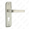Door Handle Pull Wooden Door Hardware Handle Lock Door Handle on Plate for Mortise Lockset by Zinc Alloy or Steel Door Plate Handle (CM572-C120-K)