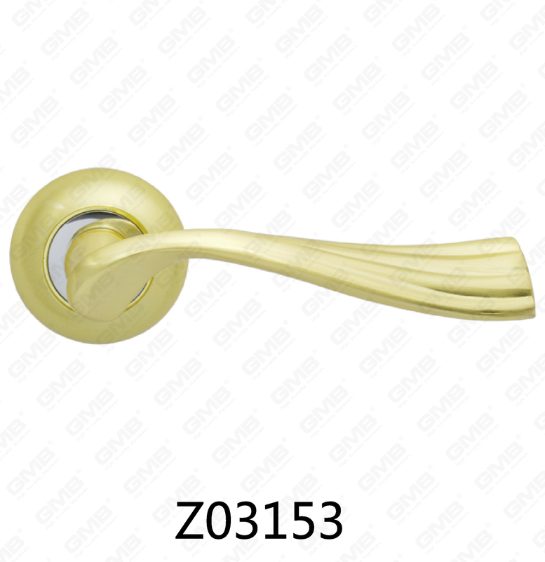 Zamak Zinc Alloy Aluminum Rosette Door Handle with Round Rosette (Z02153)