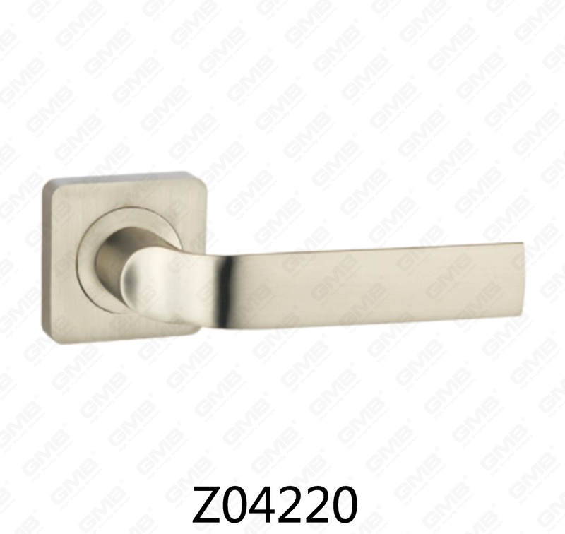 Zamak Zinc Alloy Aluminum Rosette Door Handle with Round Rosette (Z04220)