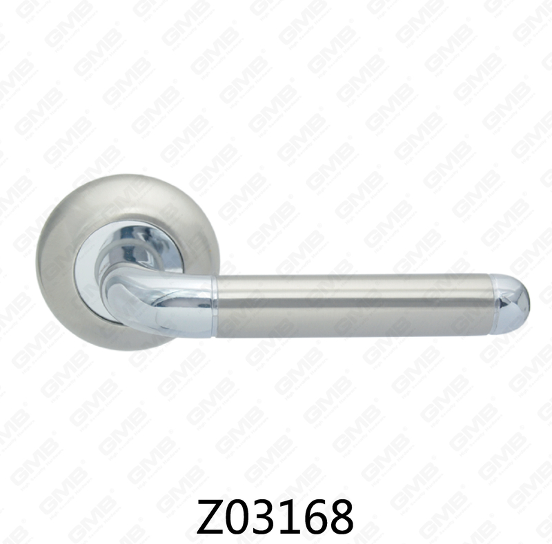 Zamak Zinc Alloy Aluminum Rosette Door Handle with Round Rosette (Z02168)