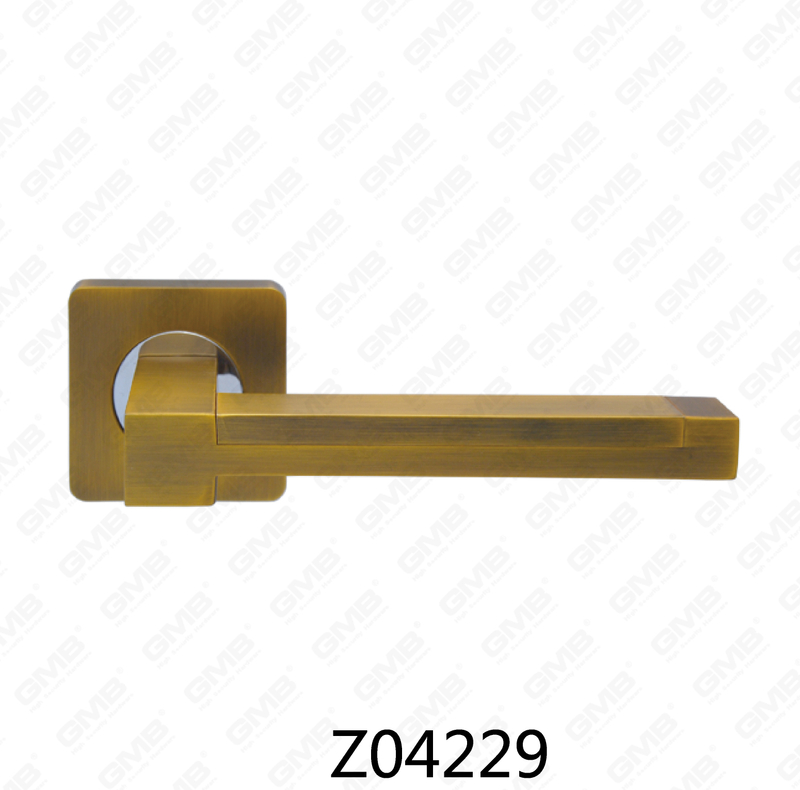 Zamak Zinc Alloy Aluminum Rosette Door Handle with Round Rosette (Z04229)