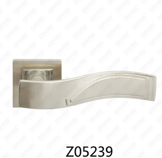 Zamak Zinc Alloy Aluminum Rosette Door Handle with Round Rosette (Z05239)