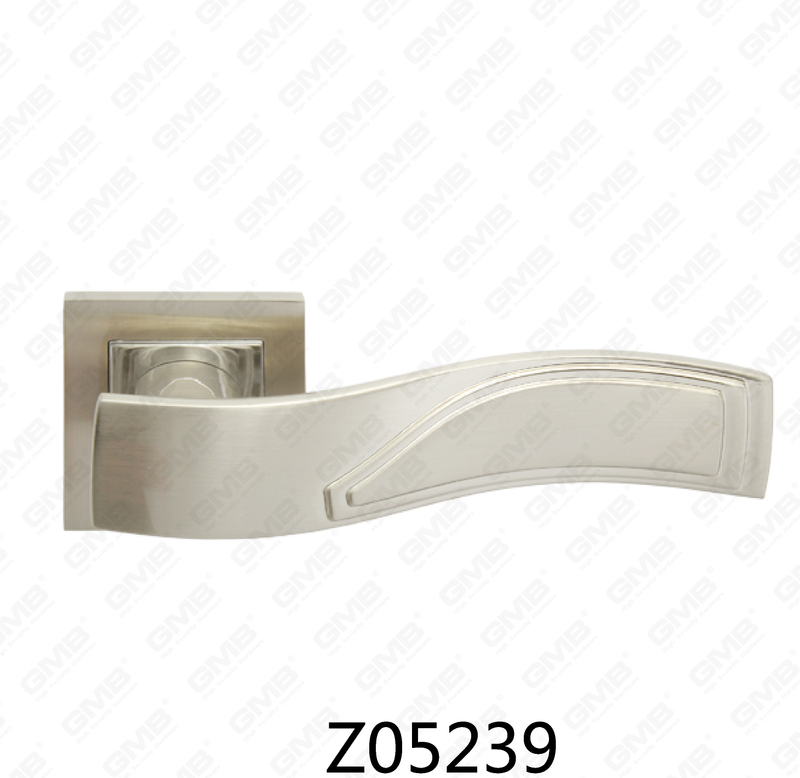 Zamak Zinc Alloy Aluminum Rosette Door Handle with Round Rosette (Z05239)